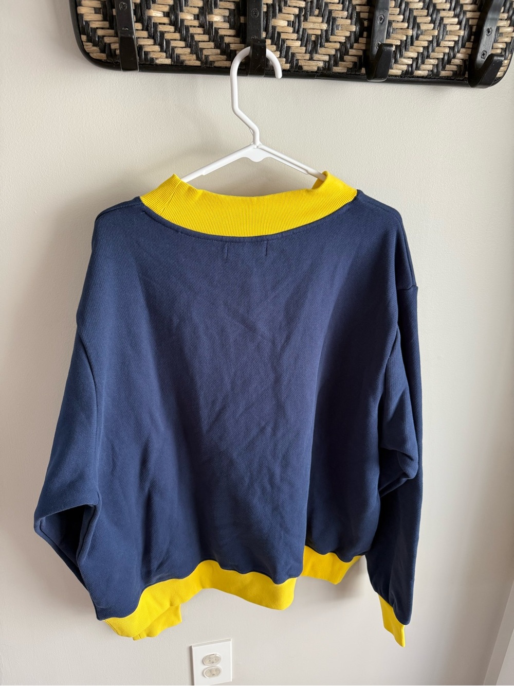 Parke Two Tone Varsity Mockneck Sweatshirt - Navy/Yellow - Size L/XL - Picture 9 of 12